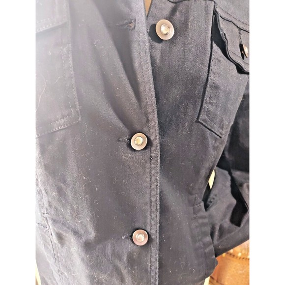 D & Co Denim & Company Black Women's Jean Jacket Bling Buttons Front Pockets S - Picture 2 of 10
